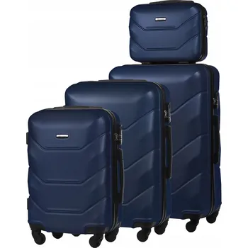 SADA 4v1 PEVNÝCH CESTOVNÍCH KUFRŮ BAGAŽE KOMPLET TMAVĚ MODRÁ A227 ABS