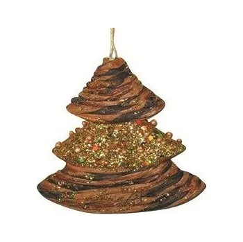 Vánoce Stromek zlatý s perličkami prostorový 10cm