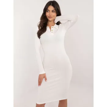 Dámské šaty Elegantní ecru šaty s dlouhým rukávem RV-