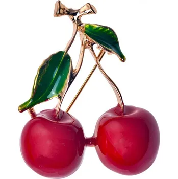 Brož Barevná kovová brož s třešněmi