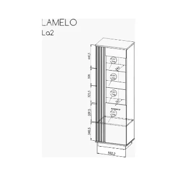 Obývací stěna Dolmar Vitrína Lamelo LA2 S nebo bez osvětlení: Bez osvětlení
