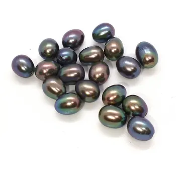 Dětské navlékací korálky Perla sladkovodní KAPKA zlatomodro-zelená 5-5,5mm 1kus PP 149-1