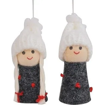 Vánoce Andílek v čepici na zavěšení 6 cm šedý