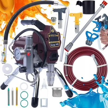 Stříkací pistole MALÍŘSKÁ STŘÍKACÍ PISTOLE NA MALOVÁNÍ ZDÍ + 3X FILTR NÁSTAVEC 50CM TRYSKA 519 TĚSNĚNÍ