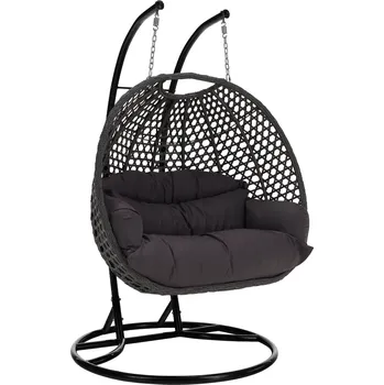 Závěsné křeslo Tempo Kondela Dakan New černé/tmavě šedé/šedé