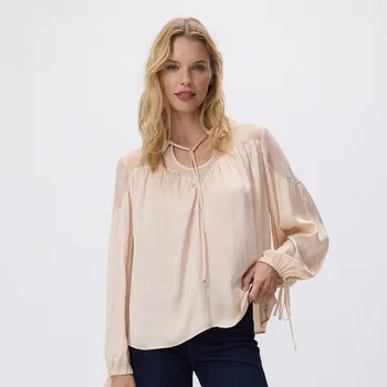 Reserved - Halenka s balonovými rukávy - krémová - 905GX-01X - 905GX-01X-L