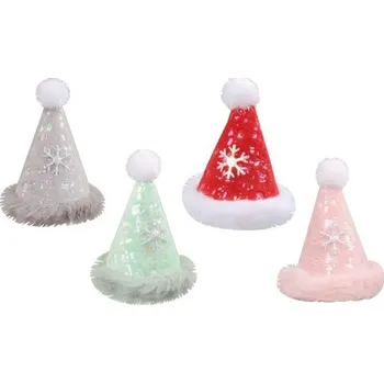 Vánoce Čepice na klipu s vločkou 8 cm