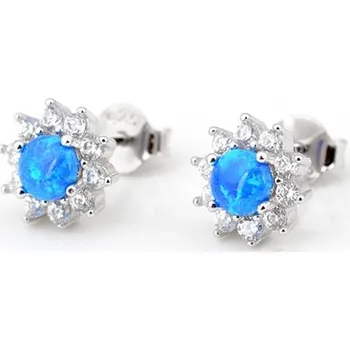 Náušnice Stříbrné naušnice pecičky s modrým opálem STNAU1484F