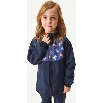 Chlapecká bunda UNUO Dětská softshellová bunda Basic s fleecem FIALOVÁ|MODRÁ