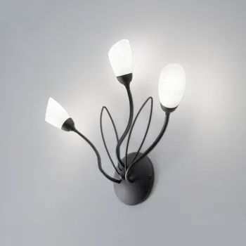 Lampička Jupiter Nástěnné světlo Gloriosa, černé, sklo, 3 žárovky - Stínidlo na lampu - Ø 6 cm, výška 11 cm černá, bílá 3 x 10 W LED - Doprava zdarma