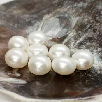 Dětské navlékací korálky Perla sladkovodní přírodní bílá 10-10,5mm polovrtaná -1kus PP 074-1