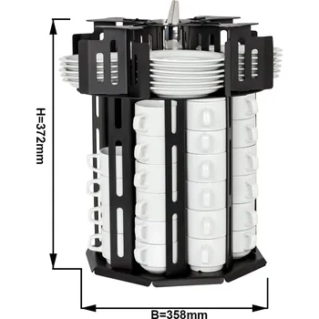 Vinotéka G.Gastro Rotating Saucer & Side Plate Dispenser – Black - 56-piece capacity - Ø80/Ø150 mm saucers/plates