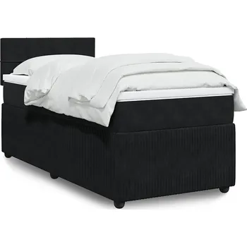 Postel vidaXL Box spring postel s matrací 90 x 200 cm samet [3289950] Barva: Černá