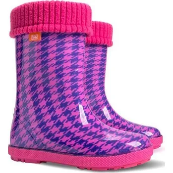 Dívčí holínky DEMAR-HAWAI LUX PRINT HF 0048 0049 pepita růžová zateplené Velikost: 24 - 25