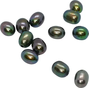 Dětské navlékací korálky Perla sladkovodní KAPKA zlatomodro-zelená 4-4,5mm 1kus PP 148-1