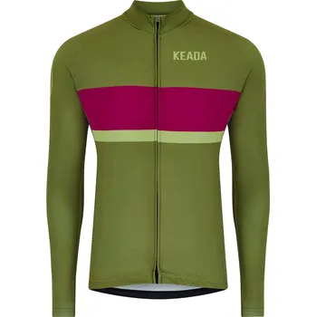 KEADA SPORTS Dámský cyklistický dres s dlouhým rukávem XL ZELENÁ|ČERVENÁ