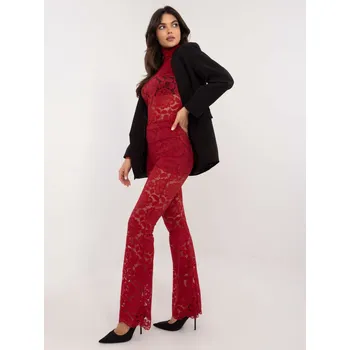 Dámské kalhoty Elegantní červené kalhoty s vysokým pasem MI-SP-