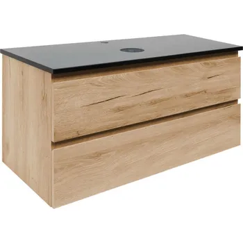Koupelnový nábytek SAT Koupelnová skříňka s krycí deskou z kamene SAT B-Way 99x50x45 cm dub mat BWAY2100OAKTK BWAY2100OAKTK