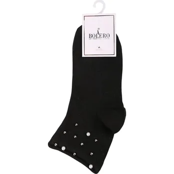 Dámské ponožky Bolero | Dámské černé ponožky s umělými perlami BOL 001