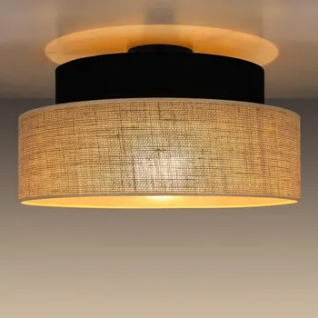 Stropní svítidlo BOHO 1xE27/60W/230V pr. 40 cm černá/béžová