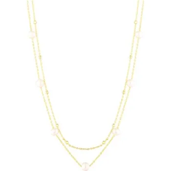 Náhrdelník Stříbrný zlacený perlový náhrdelník 45-50 cm SVLN0824SD2GP45 + dárek zdarma