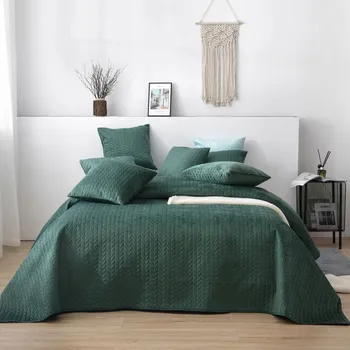 Přehoz na lůžko Přehoz na postel Spod Igły i Nitki polyester 240 cm x 220 cm zelený