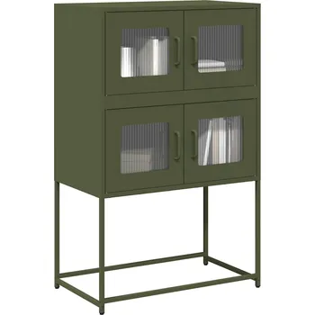Příborník do zásuvky zahrada-XL Skříň highboard olivově zelená 68x39x107 cm ocel 853348