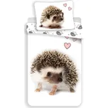 Bílo-hnědé bavlněné dětské povlečení na jednolůžko 140x200 cm Hedgehog – Jerry Fabrics ID_1770286