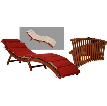 Zahradní lehátko Zahradní potěšení Skládací lehátko NASSAU s podpěrou Sada 2 kusů Eukalyptus100% naolejovaný 985087-2 | 985087-2