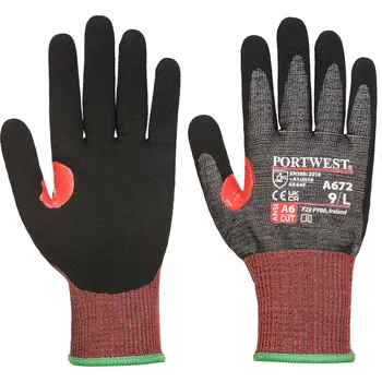 Pracovní rukavice PORTWEST CT200 AHR13 A672 / Nitrilové neprořezné rukavice, dotykové, úroveň F - černá M
