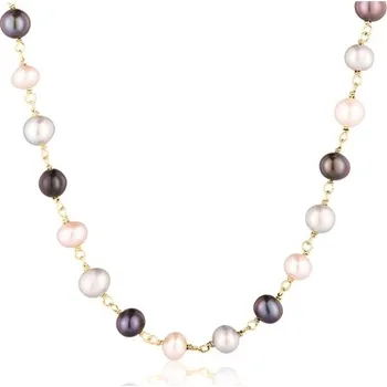 Náhrdelník Dámský stříbrný perlový náhrdelník 45-50 cm SVLN0823SD2GB00 + dárek zdarma