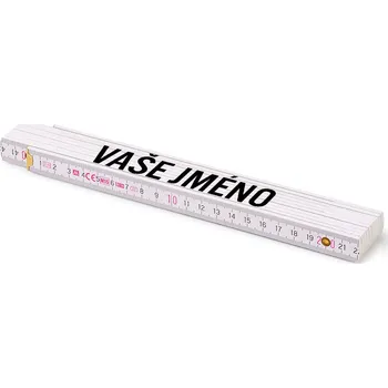 metr Metrie | Block-52 Skládací metr, bílý, 2m, s potiskem jména Vyberte jméno: ZADAT JINÉ JMÉNO DO FORMULÁŘE NÍŽE