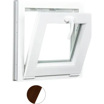 Okno ALUPLAST Sklopné plastové okno dekor/bílé 50x50 Barva: Tmavý dub/bílá, Zasklení: Dvojsklo Ug= 1,1