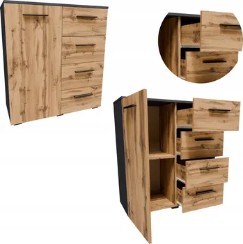 Šatní skříň Komoda HELENA 80 cm 1D4S ANTRACIT-WOTAN šatní skříň oblečení hračky