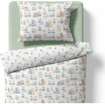 Povlečení Lamatex Dětské povlečení – Kočičky – bílá 140 x 200, 90 x 70 cm zipový uzávěr