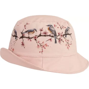 Čepice Dětský letní bavlněný klobouk Dráče Mallorca - vzor 39 - růžová pudrová - ptáčci
