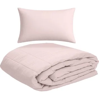 přikrývka Set Letní přikrývka prošívaná 140x200 cm s povlakem na polštář SUMMER 45x75 cm, pudrově růžová, přikrývka 140 x 200 cm, polštář 45 x 75 cm