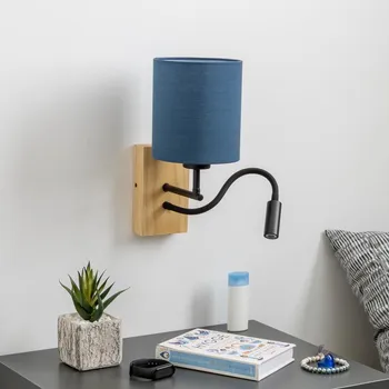 Nástěnné svítidlo Brilagi - LED Nástěnná lampa NUBILA WOOD 1xE27/25W/230V+ LED/3W dub/tmavě modrá