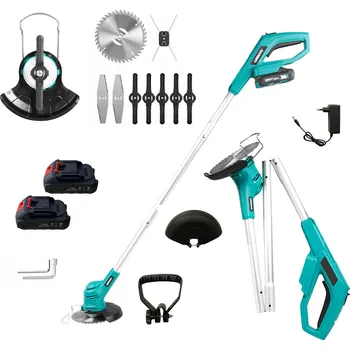 AKU skládací strunová sekačka na trávu, křovinořez + struna + 2 baterie + příslušenství