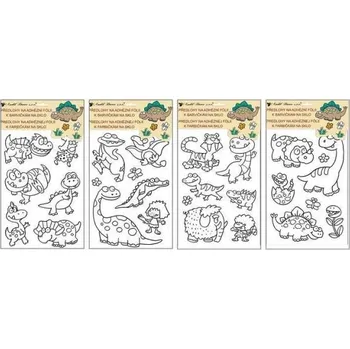 Výtvarná barva Předlohy na malování na sklo s vyvýšenou konturou - dino 30x21cm