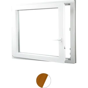 Okno ALUPLAST Plastové okno jednokřídlo dekor/bílé 70x50 Barva: Oregon/bílá, Otvírání: Levé, Zasklení: Dvojsklo Ug= 1,1