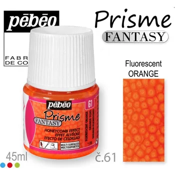 Speciální výtvarná barva Barva na Šperky PRISME Fantasy Pébéo . barva č.61 Fluorescent ORANGE. Balení 45ml.