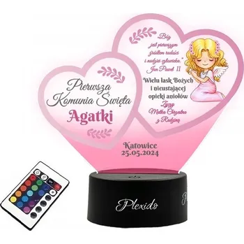 Lampička LAMPIČKA na SKLE LED 3D Památka svatého přijímání pro dívku Srdíčka