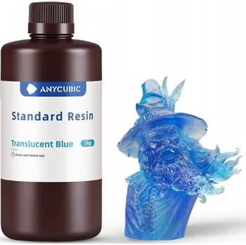 Filament UV Pryskyřice Anycubic Standardní Průsvitná Modrá 1 kg 1 l Pro 3D Tiskárnu