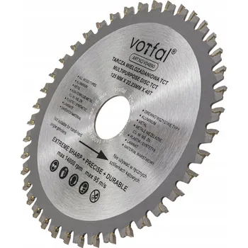 Vrták ŘEZNÝ KOTOUČ PILA VÍCEÚČELOVÁ TCT KOMPOZIT 125X22X40T NA DŘEVO A KOV
