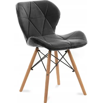 Jídelní židle VELUROVÁ ŽIDLE SKANDINÁVSKÁ TMAVĚ ŠEDÁ TRIGO