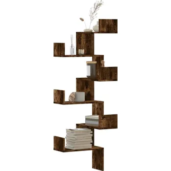 police zahrada-XL Nástěnná rohová police kouřový dub 45 x 45 x 147 cm kompozit 852640