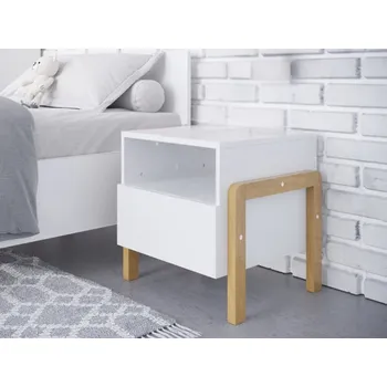 Noční stolek KocotKids Bílý noční stolek VICTOR s úložným prostorem
