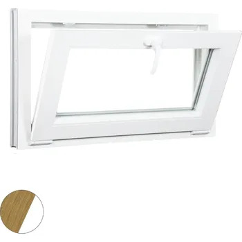 Okno ALUPLAST Sklopné plastové okno dekor/bílé 80x40 Barva: Přírodní dub/bílá, Zasklení: Dvojsklo Ug= 1,1