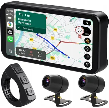 GPS navigace MOTOCYKLOVÁ NAVIGACE SKÚTR CARPLAY ANDROID AUTO + FHD KAMERY A ZÁZNAMNÍK